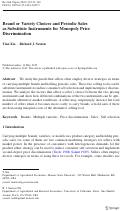 Cover page: Brand or Variety Choices and Periodic Sales as Substitute Instruments for Monopoly Price Discrimination