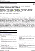 Cover page: Use of an Alzheimer’s disease polygenic risk score to identify mild cognitive impairment in adults in their 50s