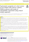 Cover page: Psychometric properties of a short version of Lee Fatigue Scale used as a generic PROM in persons with stroke or osteoarthritis: assessment using a Rasch analysis approach