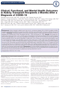 Cover page: Clinical, Functional, and Mental Health Outcomes in Kidney Transplant Recipients 3 Months After a Diagnosis of COVID-19