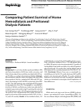 Cover page: Comparing Patient Survival of Home Hemodialysis and Peritoneal Dialysis Patients