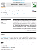 Cover page: Car manufacturers’ changing political strategies on the ZEV mandate