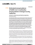 Cover page: Estimated seroprevalence of SARS-CoV-2 antibodies among adults in Orange County, California.