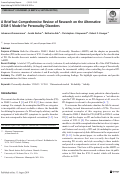 Cover page: A Brief but Comprehensive Review of Research on the Alternative DSM-5 Model for Personality Disorders