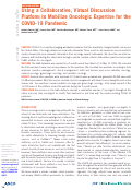 Cover page: Using a Collaborative, Virtual Discussion Platform to Mobilize Oncologic Expertise for the COVID-19 Pandemic.