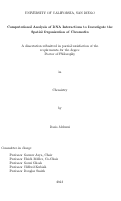 Cover page: Computational Analysis of DNA Interactions to Investigate the Spatial Organization of Chromatin /