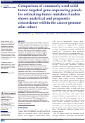 Cover page: Comparison of commonly used solid tumor targeted gene sequencing panels for estimating tumor mutation burden shows analytical and prognostic concordance within the cancer genome atlas cohort.