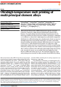 Cover page: Ultrahigh-temperature melt printing of multi-principal element alloys