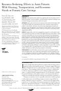 Cover page: Resource Brokering: Efforts to Assist Patients With Housing, Transportation, and Economic Needs in Primary Care Settings