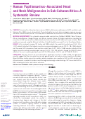 Cover page: Human Papillomavirus–Associated Head and Neck Malignancies in Sub-Saharan Africa: A Systematic Review