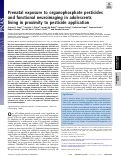 Cover page: Prenatal exposure to organophosphate pesticides and functional neuroimaging in adolescents living in proximity to pesticide application