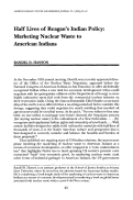 Cover page: Half Lives of Reagan's Indian Policy: Marketing Nuclear Waste to American Indians