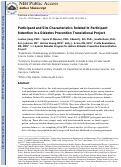 Cover page: Participant and Site Characteristics Related to Participant Retention in a Diabetes Prevention Translational Project