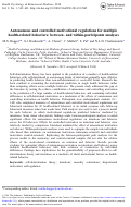 Cover page: Autonomous and controlled motivational regulations for multiple health-related behaviors: between- and within-participants analyses