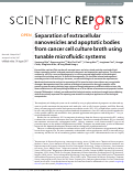 Cover page: Separation of extracellular nanovesicles and apoptotic bodies from cancer cell culture broth using tunable microfluidic systems