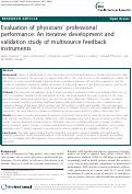 Cover page: Evaluation of physicians' professional performance: An iterative development and validation study of multisource feedback instruments