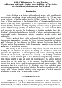 Cover page: Critical Thinking as an Everyday Practice: A Discussion with Sandra Harding about the History of InterActions, Interdisciplinary Scholarship, and Her New Book