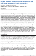 Cover page of Building envelope impact on human performance and well-being: experimental study on view clarity