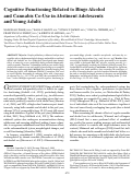 Cover page: COGNITIVE FUNCTIONING RELATED TO BINGE ALCOHOL AND CANNABIS CO-USE IN ABSTINENT ADOLESCENTS AND YOUNG ADULTS