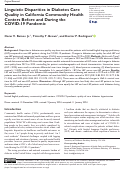 Cover page: Linguistic Disparities in Diabetes Care Quality in California Community Health Centers Before and During the COVID-19 Pandemic.