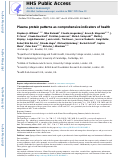 Cover page: Plasma protein patterns as comprehensive indicators of health