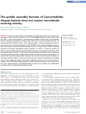 Cover page: The spindle assembly function of Caenorhabditis elegans katanin does not require microtubule-severing activity