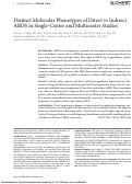 Cover page: Distinct Molecular Phenotypes of Direct vs Indirect ARDS in Single-Center and Multicenter Studies