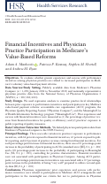 Cover page: Financial Incentives and Physician Practice Participation in Medicare's Value‐Based Reforms