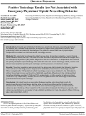 Cover page: Positive Toxicology Results Are Not Associated with Emergency Physician’s Opioid Prescribing Behavior