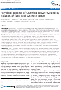 Cover page: Polyploid genome of Camelina sativa revealed by isolation of fatty acid synthesis genes