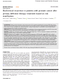 Cover page: Biochemical recurrence in patients with prostate cancer after primary definitive therapy: treatment based on risk stratification.