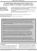 Cover page: Tracking Student Mistreatment Data to Improve the Emergency Medicine Clerkship Learning Environment