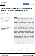 Cover page: Parenting and person correlates of prosocial behaviors in Asian Indian young adults