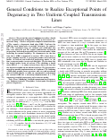 Cover page: General Conditions to Realize Exceptional Points of Degeneracy in Two Uniform Coupled Transmission Lines