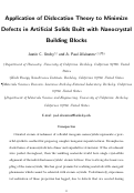 Cover page: Application of Dislocation Theory to Minimize Defects in Artificial Solids Built with Nanocrystal Building Blocks