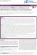 Cover page: A critical role of RBM8a in proliferation and differentiation of embryonic neural progenitors