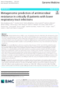 Cover page: Metagenomic prediction of antimicrobial resistance in critically ill patients with lower respiratory tract infections.