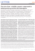 Cover page: The role of low-volatility organic compounds in initial particle growth in the atmosphere