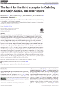 Cover page: The hunt for the third acceptor in CuInSe2 and Cu(In,Ga)Se2 absorber layers