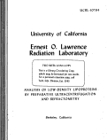 Cover page: ANALYSIS OF LOW-DENSITY LIPOPROTEINS BY PREPARATIVE ULTRACENTRIFUGATION AND REFRACTOMETRY