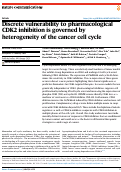 Cover page: Discrete vulnerability to pharmacological CDK2 inhibition is governed by heterogeneity of the cancer cell cycle.