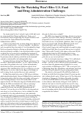 Cover page: Why the Watchdog Won’t Bite: U.S. Food and Drug Administration Challenges