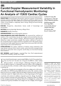 Cover page: Carotid Doppler Measurement Variability in Functional Hemodynamic Monitoring: An Analysis of 17,822 Cardiac Cycles.