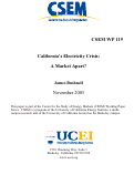 Cover page: California's Electricity Crisis: A Market Apart?