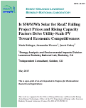 Cover page: Is $50/MWh Solar for Real? Falling Project Prices and Rising Capacity Factors Drive Utility-Scale PV Toward Economic Competitiveness: