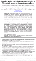 Cover page: Complex modes and effective refractive index in 3D periodic arrays of plasmonic nanospheres