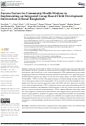 Cover page: Success Factors for Community Health Workers in Implementing an Integrated Group-Based Child Development Intervention in Rural Bangladesh