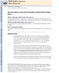 Cover page: RECENT EVIDENCE ON THE BROAD BENEFITS OF REPRODUCTIVE HEALTH POLICY