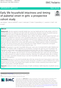 Cover page: Early life household intactness and timing of pubertal onset in girls: a prospective cohort study