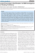 Cover page: Lexical Processing in Deaf Readers: An fMRI Investigation of Reading Proficiency